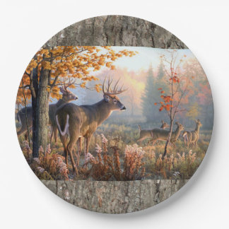 Plato De Papel Familia Deer Jugando En Campo