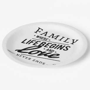 Plato De Papel Familia donde la vida comienza y el amor nunca ter