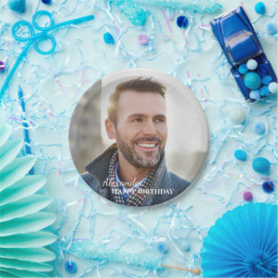 Plato De Papel Familia fotográfica de cumpleaños personalizada