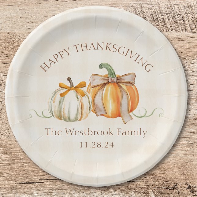 Plato De Papel Familia personalizado Nombre Calabaza Cute Bows Ac (Subido por el creador)
