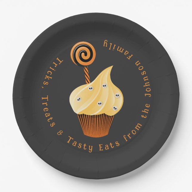 Plato De Papel Familia personalizado Nombre Placa de papel Hallow (Anverso)