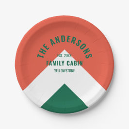 Plato De Papel Familia Retro Cabina Nombre Personalizado Rojo Ver