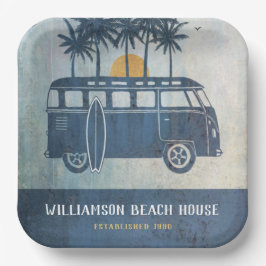Plato De Papel Familia Verano Beach Retro Surf Van