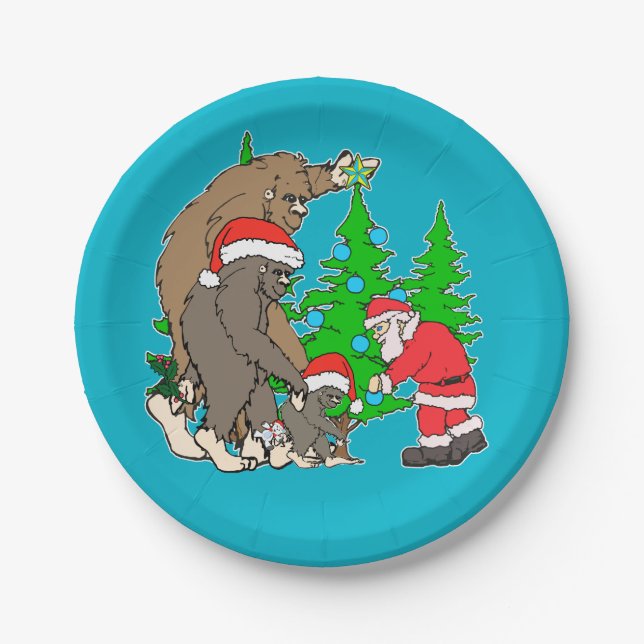 Plato De Papel Familia y Santa de Bigfoot (Anverso)