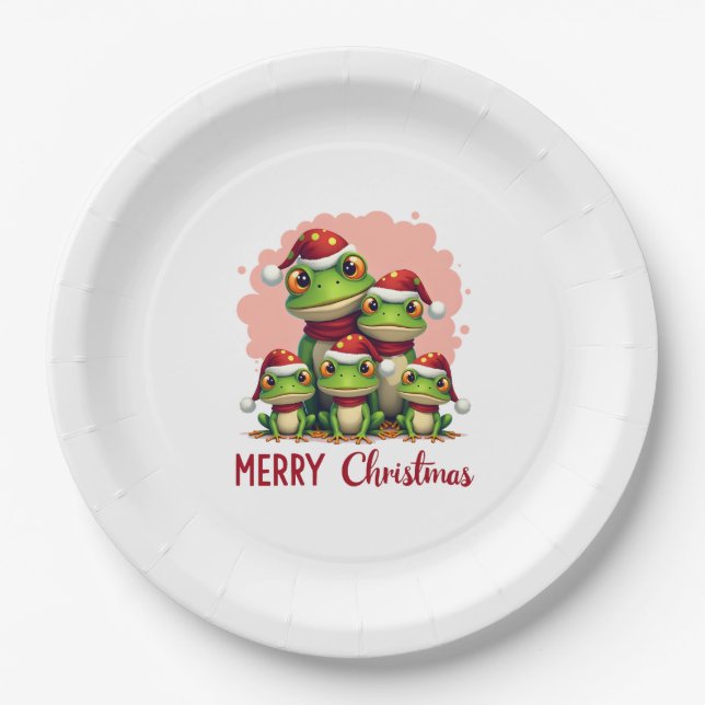 Plato De Papel Family christmas frogs (3) (Anverso)