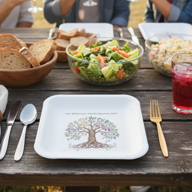 Plato De Papel Family Reunion – Symbolic Family Tree (Family reunion paper plate)