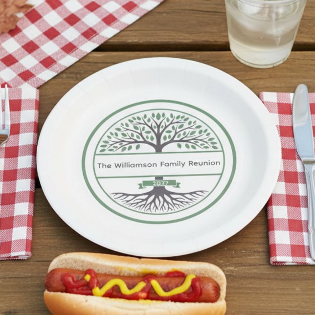 Plato De Papel Family Roots Reunion (family reunion paper plate)