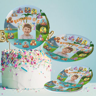 Plato De Papel Famoso Fiesta de foto de Dino Birthday Bash Person