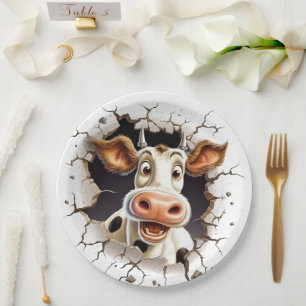 Plato De Papel Famosos animales de granja de picnic de vacas cara