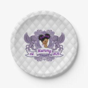 Plato De Papel Fancy African Baby Girl Purple Princesa Blanca 
