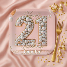 Fancy Blush Pink and Pearl Gold 21st Birthday 