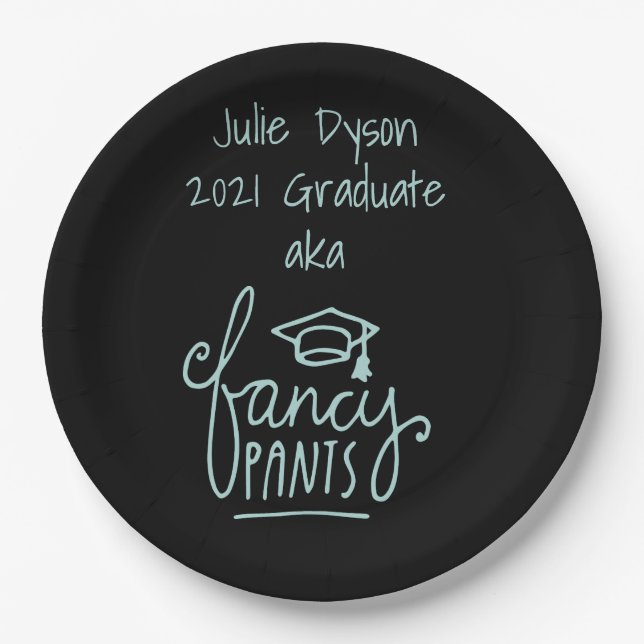 Plato De Papel Fancy Pants Funny Graduation Personalizado (Anverso)