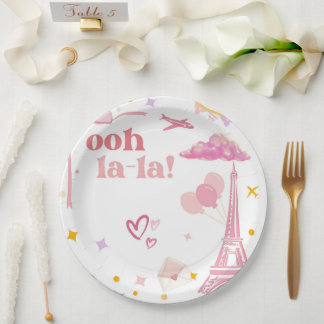 Plato De Papel Fancy Pintage Paris Eiffel Tower Fiesta Placas de