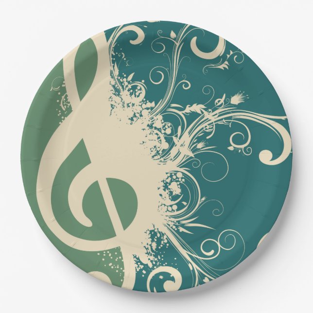 Plato De Papel Fancy Treble Clef (Anverso)