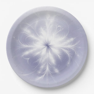 Plato De Papel Fancy White Snflake On Purple