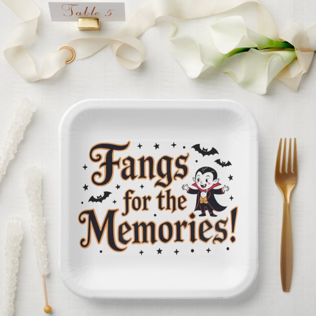 Plato De Papel Fangs Para Los Recuerdos (Boda)