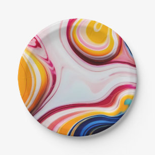 Plato De Papel Fantasía blanca rosa rosa azul trendy