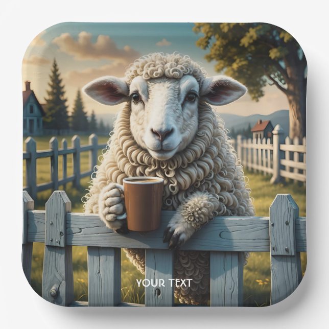 Plato De Papel Fantasía café de oveja dulce (Anverso)