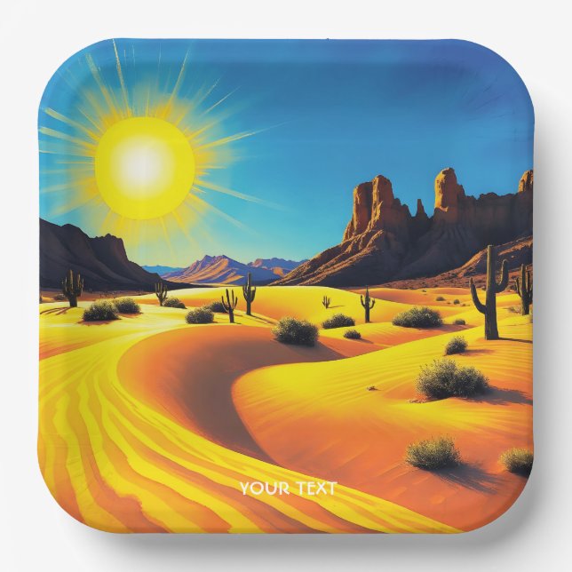 Plato De Papel Fantasía Cute Desert Sands Rocds (Anverso)