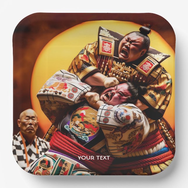 Plato De Papel Fantasía Cute Dos Luchadores De Sumo (Anverso)