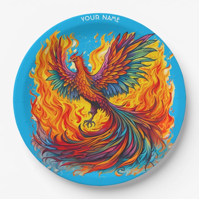 Plato De Papel Fantasía Cute Rising Flames Phoenix (Anverso)