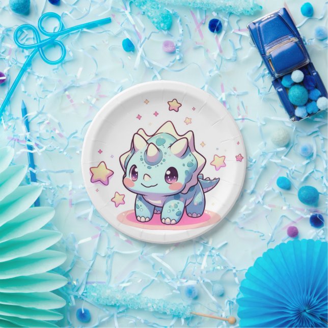 Plato De Papel Fantasía Dinosaurios Modernos Baby Shower (Fiesta)