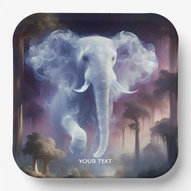 Plato De Papel Fantasía malteada jungla de elefantes (Anverso)