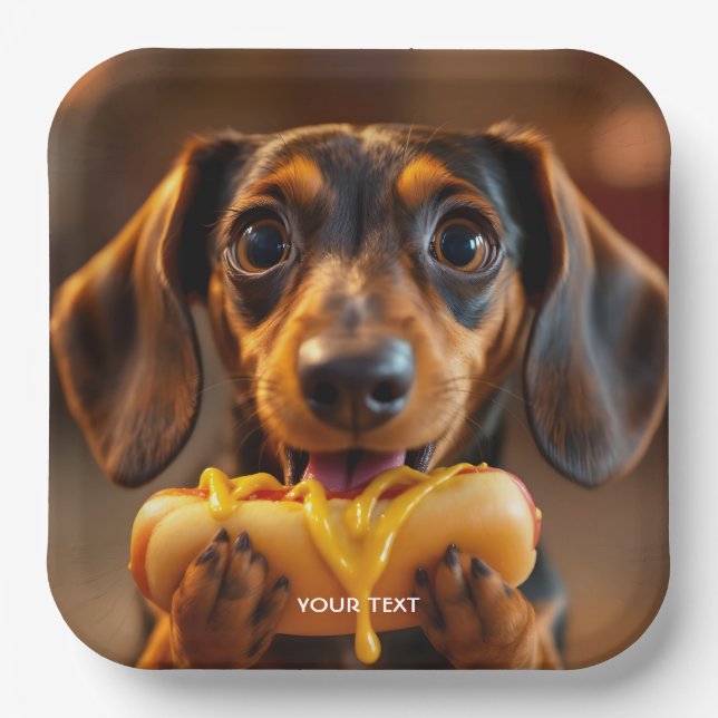 Plato De Papel Fantasía Perro lindo Perro caliente (Anverso)