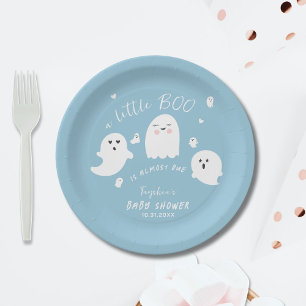 Plato De Papel Fantasma Boo Blue Boy Halloween Baby Shower