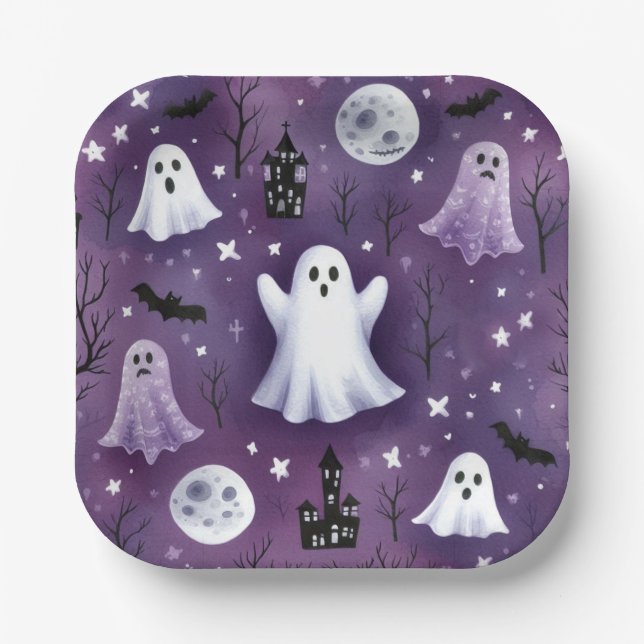 Plato De Papel Fantasma, casas embrujadas, lunas completas y murc (Anverso)