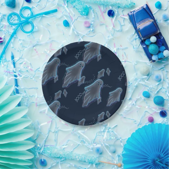 Plato De Papel Fantasma Cute KiniArt (Fiesta)
