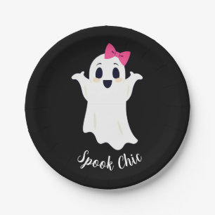 Plato De Papel Fantasma de Chica retro suave con paro de pelo ros