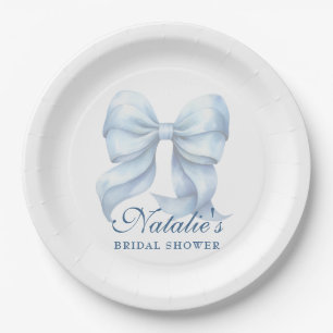 Plato De Papel Fantasma de ducha de novias Blue Bow personalizada