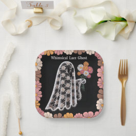 Plato De Papel Fantasma de encaje caprichoso Ilustracion floral
