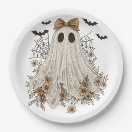 Plato De Papel Fantasma de encaje elegante con lazo | Fantasma fl