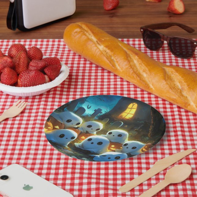 Plato De Papel Fantasma de Halloween (Picnic)