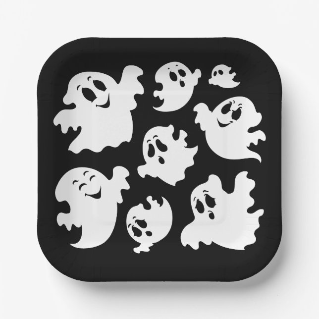 Plato De Papel Fantasma de Halloween (Anverso)