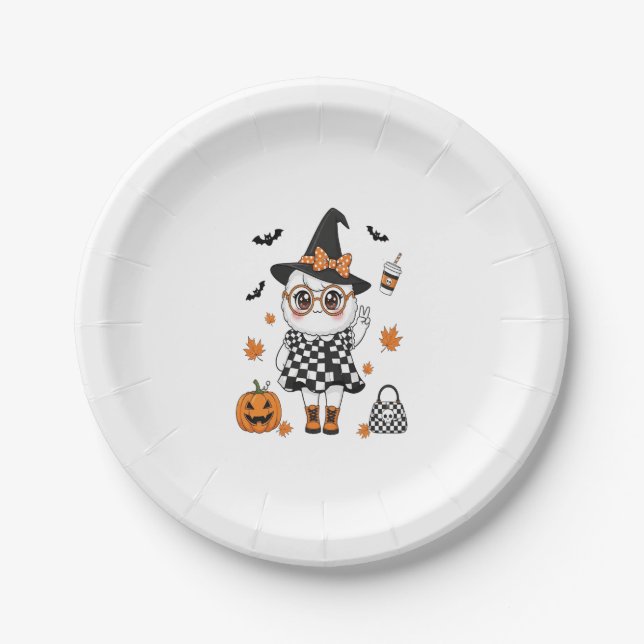 Plato De Papel Fantasma de Halloween (Anverso)