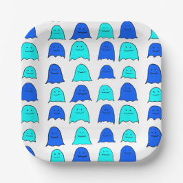 Plato De Papel Fantasma de Halloween azul