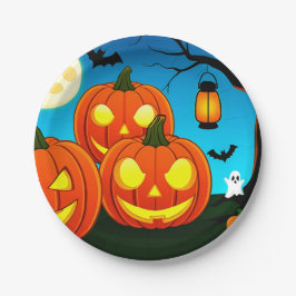 Plato De Papel Fantasma de Halloween, calabazas, murciélagos