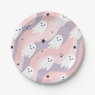 Plato De Papel Fantasma de Halloween de Cute Groovy