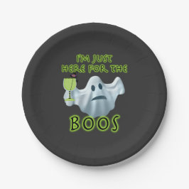 Plato De Papel Fantasma de Halloween estoy aquí para los boos