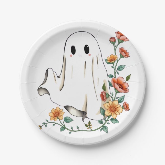 Plato De Papel Fantasma de Little Boo Halloween, Halloween, Fanta (Anverso)