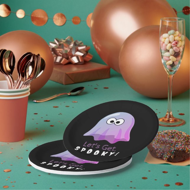 Plato De Papel Fantasma de ojos de Google rosa lindo: espeluznant (Multi)