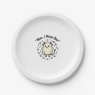 Plato De Papel Fantasma de vaca linda diseño vintage de Halloween