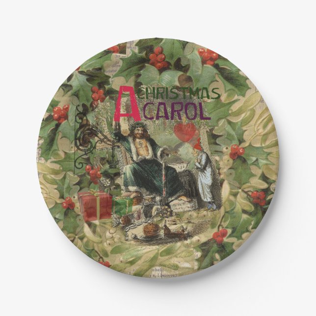 Plato De Papel Fantasma del Ilustracion actual de Navidad (Anverso)
