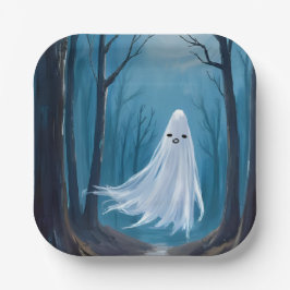 Plato De Papel Fantasma Espeluznante | Fiesta Feliz de Halloween