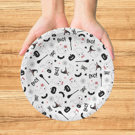 Plato De Papel Fantasma Espeluznante Halloween Rosa Niña Boo Lind