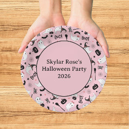 Plato De Papel Fantasma Espeluznante Niña Rosa Halloween Boo Ador
