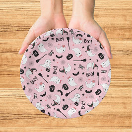 Plato De Papel Fantasma Espeluznante Niña Rosa Halloween Boo Lind